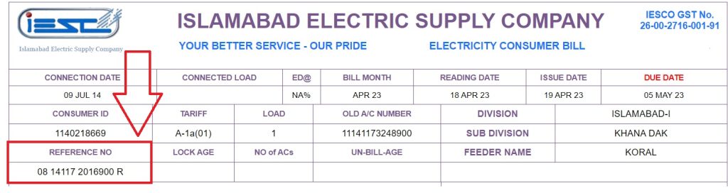 Islamabad Electric Supply Company Bill Online Reference Number