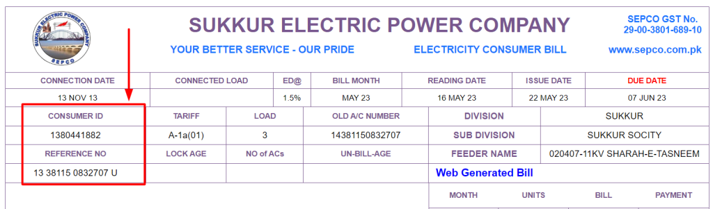 Sukkur Electric Power Company Online Bill